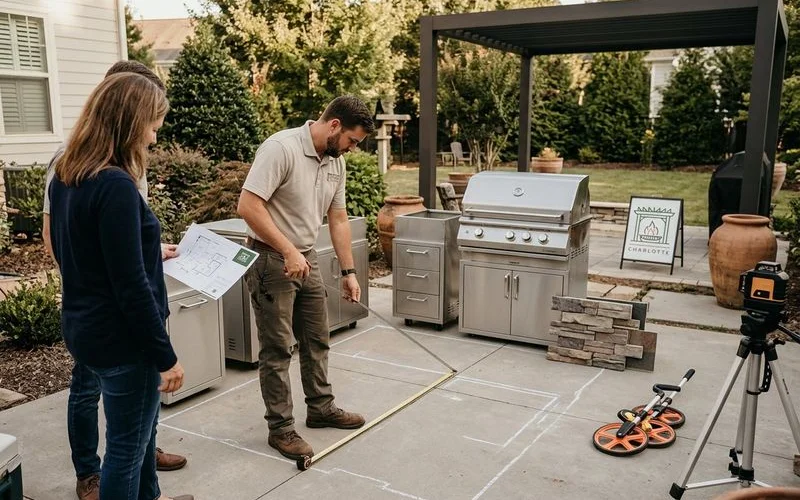 Measuring patio space for outdoor kitchen layout