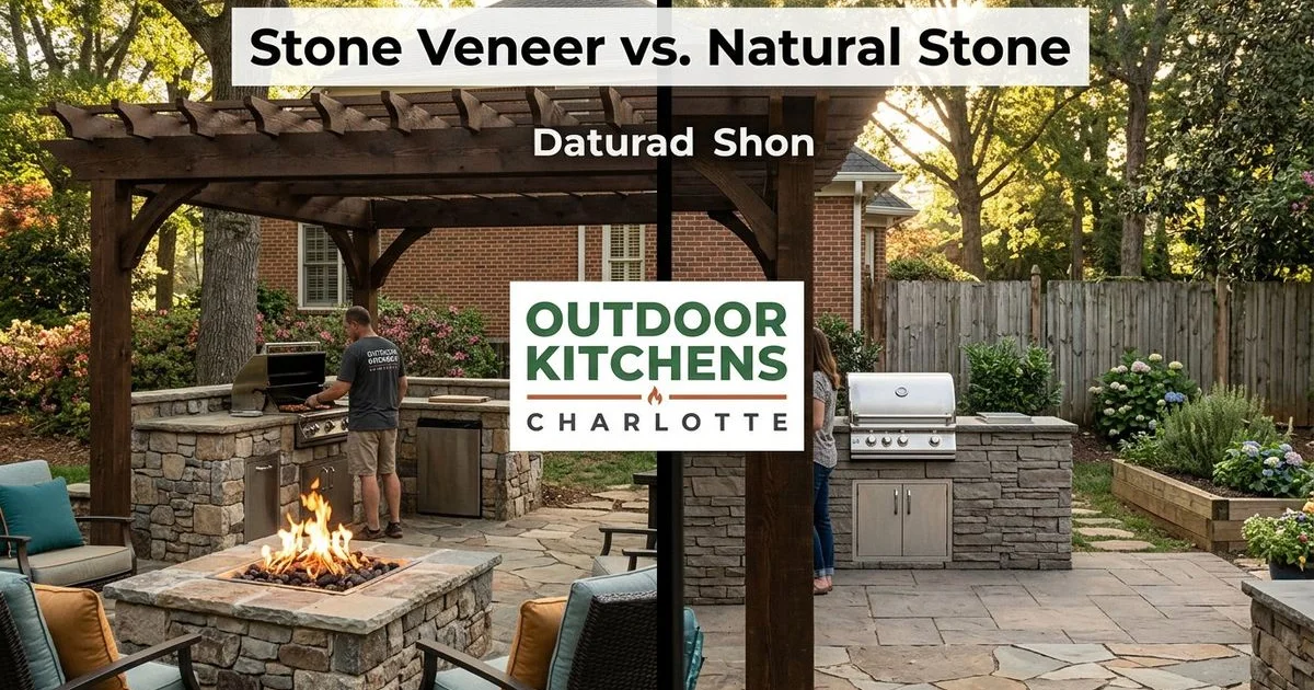 Stone Veneer vs Natural Stone for Lake Norman Outdoor Kitchens: Cost and Durability